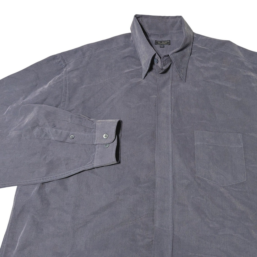 Ted Baker Men's Size 3 Medium Suede Feel Dark Blue Button Down‎ Pcoket Shirt
